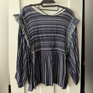 Fringe navy and white blouse